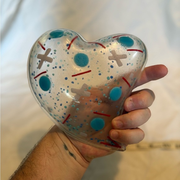 Vintage Abstract Heart-Shaped Glass Art Piece - Picture 4 of 6